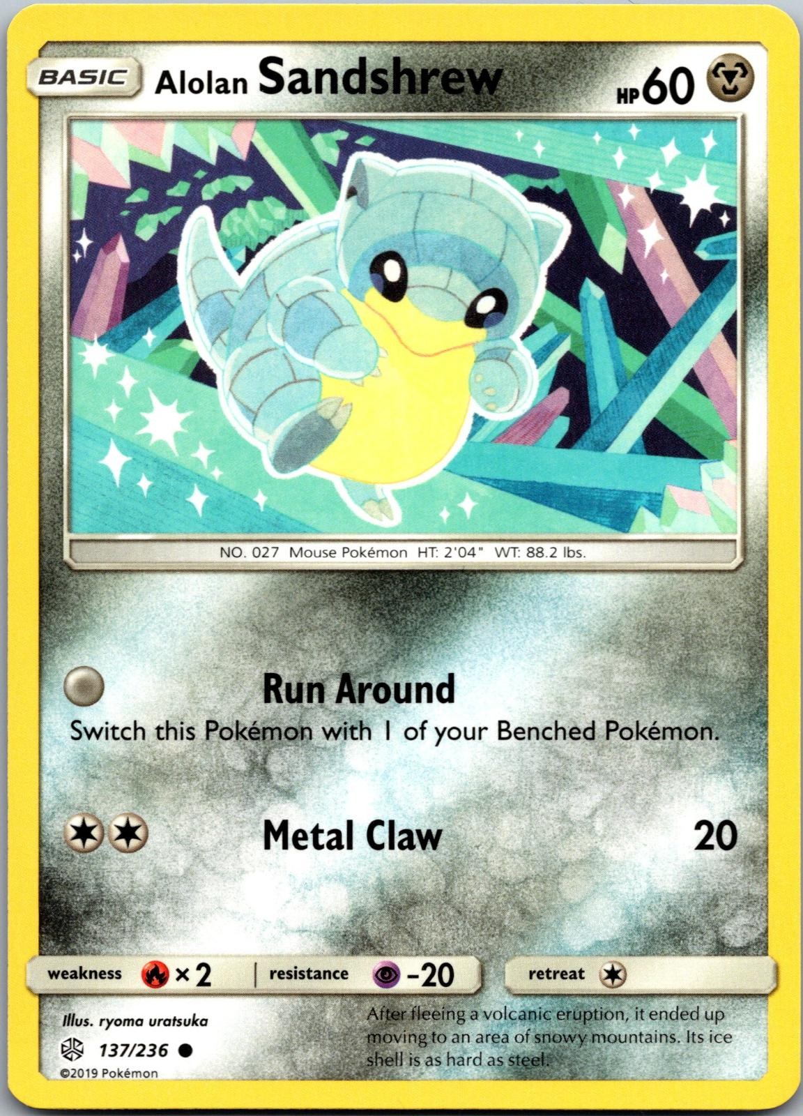 Alolan Sandshrew 137/236 Common Cosmic Eclipse Pokemon Near Mint