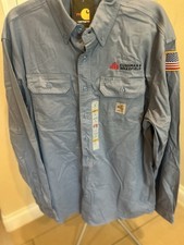 Men  s Carhartt FR Shirt NWT Blue Size Large Cat 2 RN 14806  Embroidered  