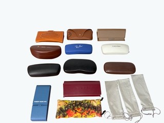 Lot Of 12 Mixed Designer Eyeglass & Sunglass Cases Including Ray Ban Gucci Burbe