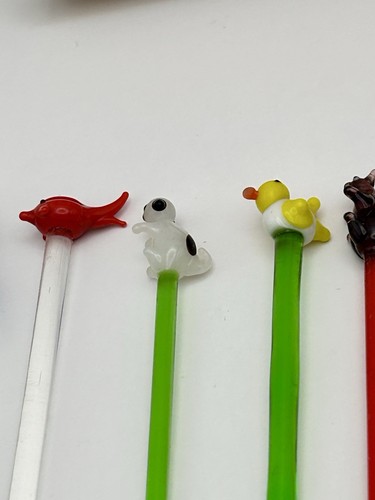 MCM Gay Parade Animal Art-glass Cocktail Picks Midoriya Co. Japan Vintage - Picture 9 of 13