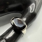VTG 925 STERLING SILVER FACETED AGATE RING. SIZE 7.75. GRAMS 7.8