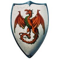 Ritterschild Dragon FüR Kinder Aus Holz Mit Drachen Motiv 2 Schlaufen 49 X 32 Cm