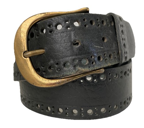 Black Briar Grain Leather Women's Hip Belt by Salvatori - Size 34