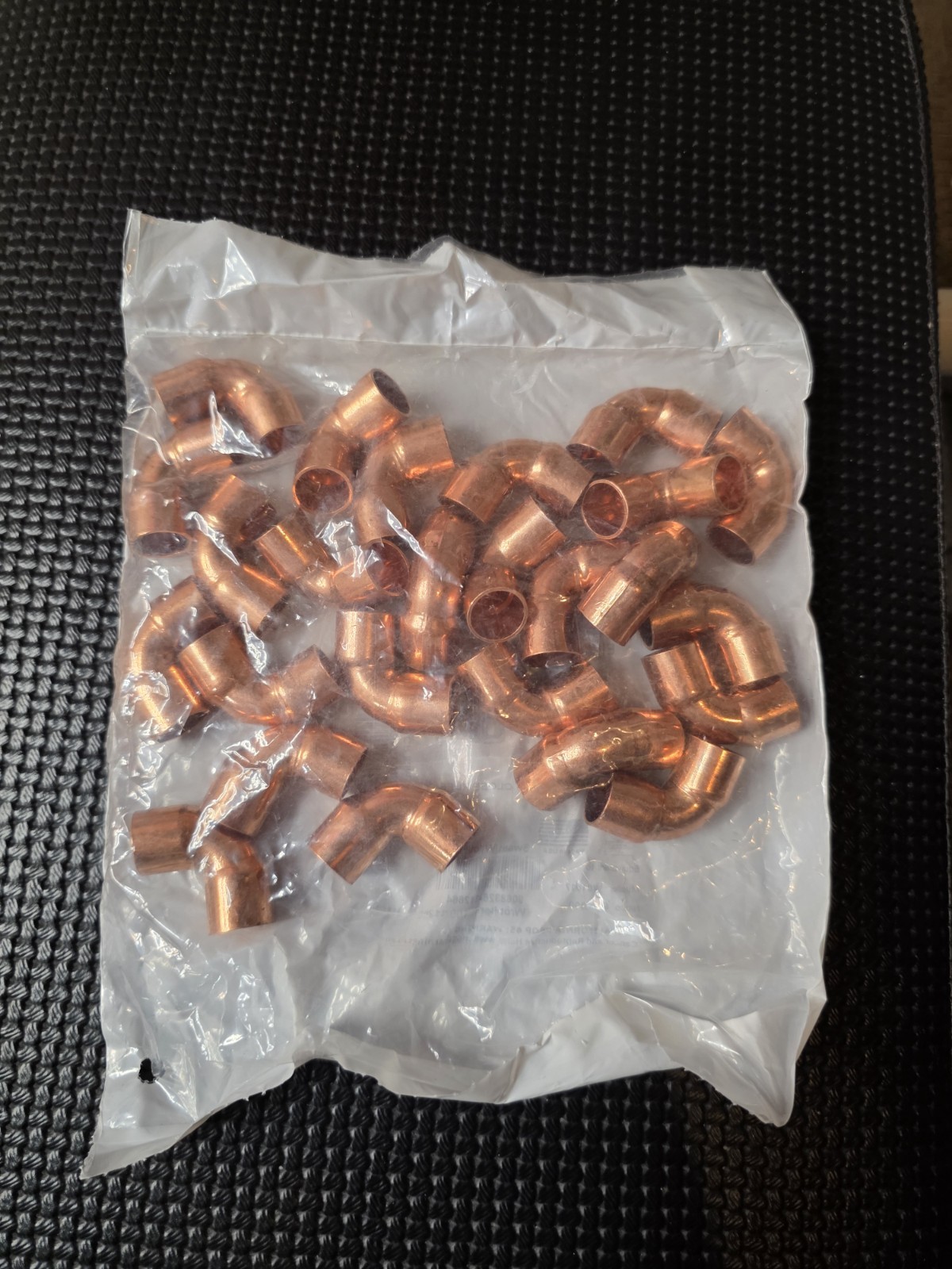 ​25pc Elkhart 107C 3/8" Nom (1/2" OD) Wrot Copper 90 Degree Close Ruff Elbows