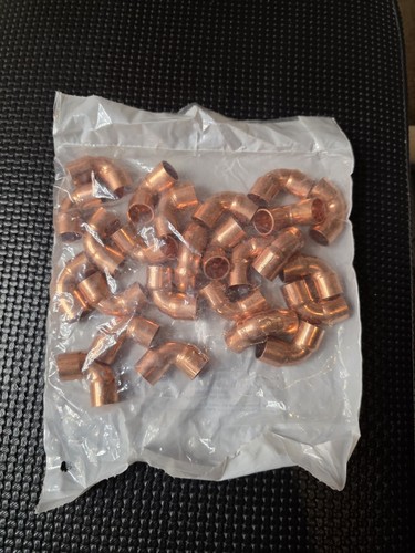 โ25pc Elkhart 107C 3/8" Nom (1/2" OD) Wrot Copper 90 Degree Close Ruff Elbows