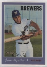 2019 Topps Heritage Hot Box Chrome Purple Refractor Jesus Aguilar #THC-476 0x1