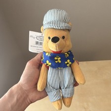 Disney Winnie the Pooh Beanbag Plush 1999 96726 Striped Overalls Bee Scarf Tags