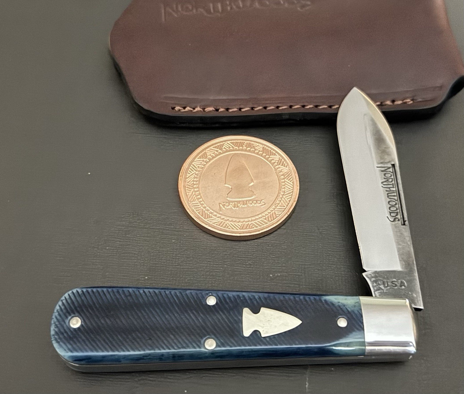 86 NORTHWOODS GEC GREAT EASTERN CUTLERY Blue Saw Cut Bone Heritage Jack Knife