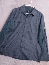 Kuhl Shirt Mens Small Roll Tab Fishing Lightweight Blue Utility Zip Pockets Hike