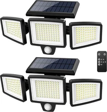 2x 210LED Solar Power Light Outdoor Garden PIR Motion Sensor Security Flood Lamp