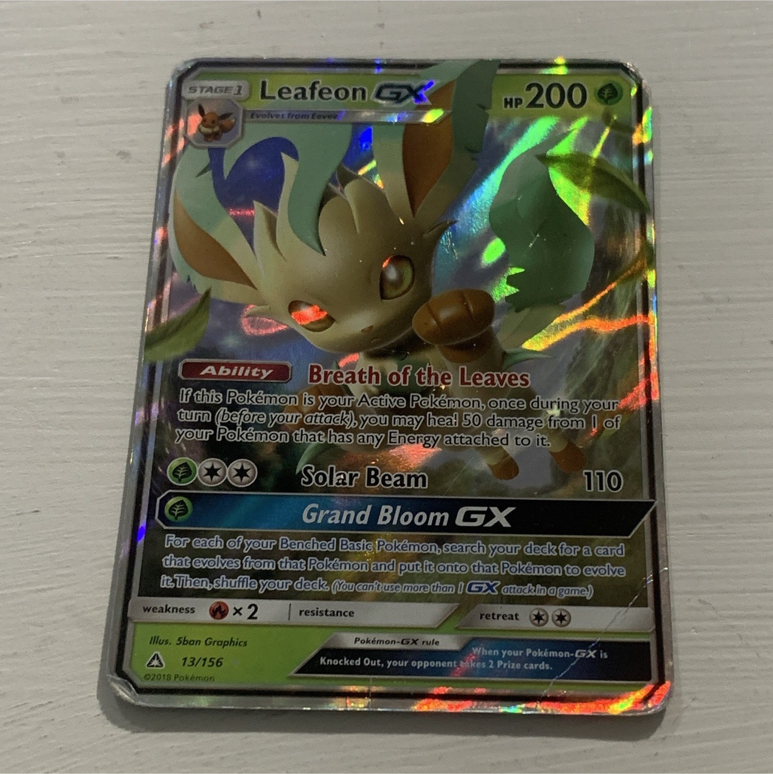 Leafeon GX 13/156 SM Ultra Prism Ultra Rare Holo English 200HP
