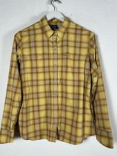 REI Co-Op Womens Yellow Plaid Button-Up Long Sleeve Shirt Medium Stretch Outdoor