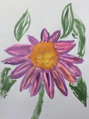 Original Hand Painted 11x14 pink Flower Still Life Acrylic Paper Signed Art