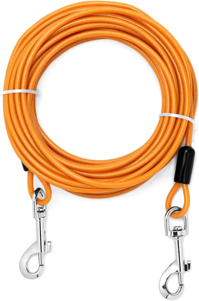 Paquete de 2 ganchos de acero giratorios 360 grandes de 30 pies a prueba de masticación para perros a prueba de masticación de alta resistencia Foto 2 de 4