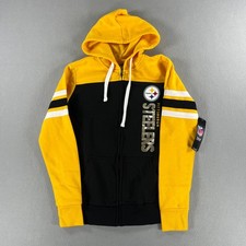 NWT Pittsburgh Steelers Zip Up Hoodie Womens Size XS Black/Yellow NFL Football