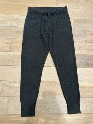 Naadam Women's Small Cashmere Joggers Green Drawstring Waist Pockets