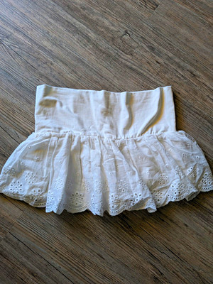 SHEIN Damen Skort Rock kurz weiß Baumwolle Stickerei Rüschen Spitze Gr. M