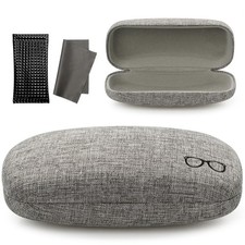 Hard Shell Sunglasses Case, Large Linen Fabric Protective Glasses Case for Me...