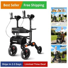 Lightweight Upright Rollator Walker All-Terrain Foldable with seat and Adjust...