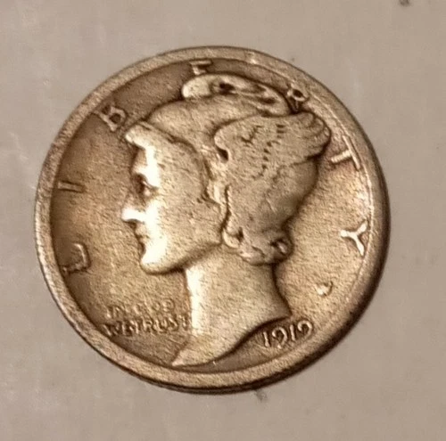 1919-S Mercury Dime , Good Condition but has reverse  damage , scratch