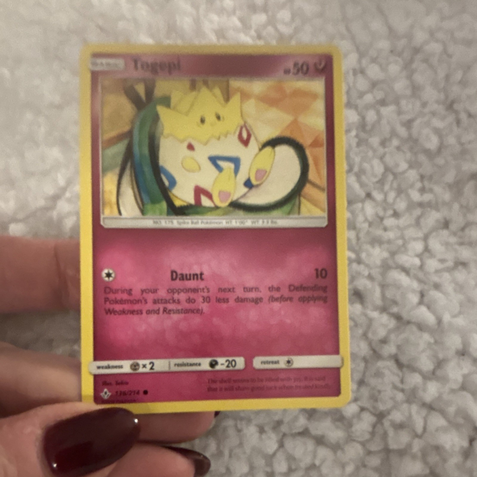 Pokémon Togepi SM-Unbroken Bonds 136/214 Basic Fairy Type 50HP Regular Card
