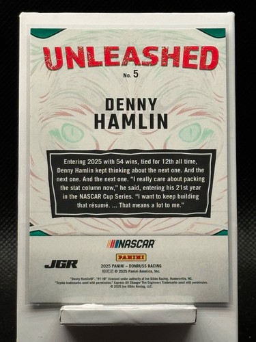 2025 Panini Donruss Racing NASCAR - Denny Hamlin Unleashed #5 - Picture 2 of 2