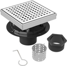 Square Shower Drain 6 Inch AISI 304 Stainless Steel Shower Drain Kit with ABS