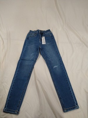 Wax Jean Destressed Medium Jeans Basic Wear High Rise Stretch Skinny NWT