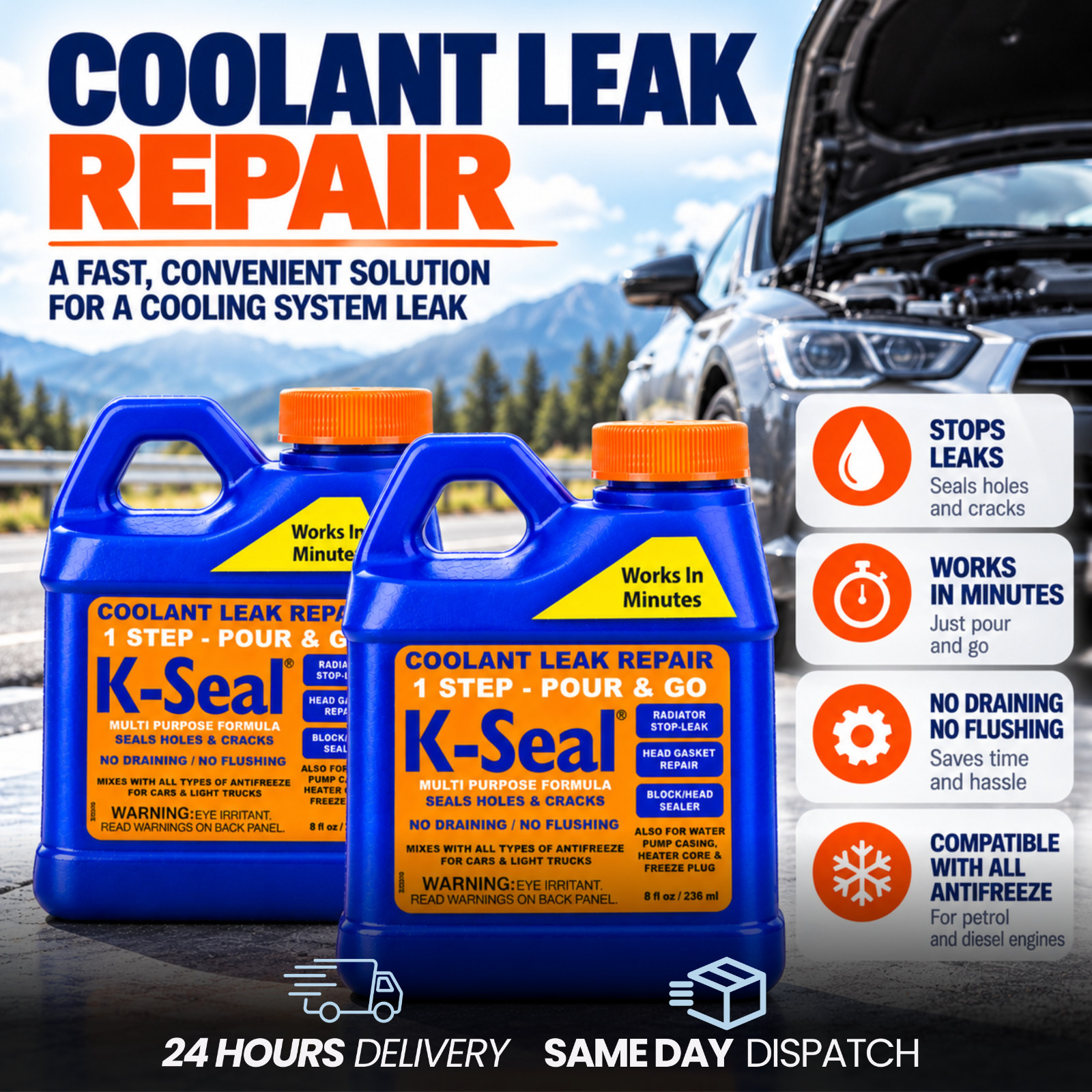 K5501ND Coolant Leak Repair 236ml x8 Cooling System Radiator Garage By K-Seal - Image 20