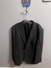 Cromarty Sport Coat 44L Herringbone Wool Tweed Blazer Charcoal Gray