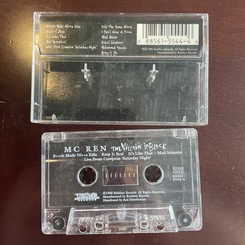 MC REN - THE VILLAIN IN BLACK (1996) CASSETTE TAPE (RUTHLESS) NWA WEST COAST EX - Picture 2 of 11