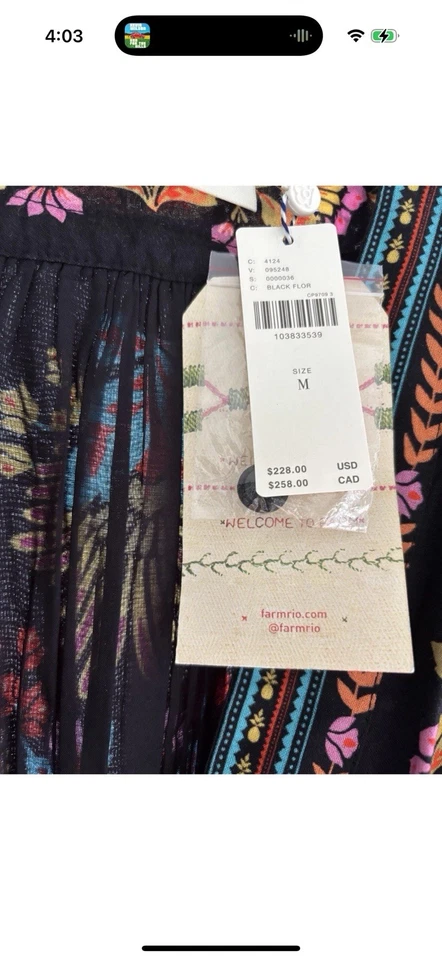 Farm Rio x Anthropologie Black Floral Printed V- Neck Jumpsuit MEDIUM  - Image 4 of 4