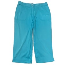 Chico's Women's Blue Twill Capri Pants Straight Leg Mid Rise Pockets 21"