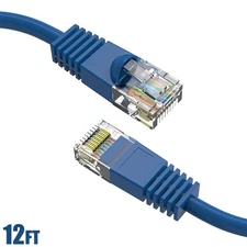 12FT Cat5E RJ45 Network LAN Ethernet Snagless UTP Patch Cable Cord 24AWG Blue