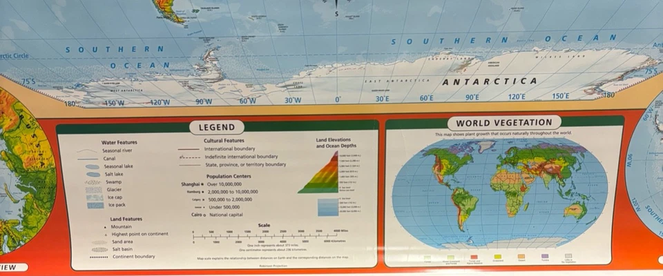 Mapas escolares desplegables mundo de 3 capas, vintage de EE. UU., salvamento, antiguo, antiguo. Foto 4 de 4