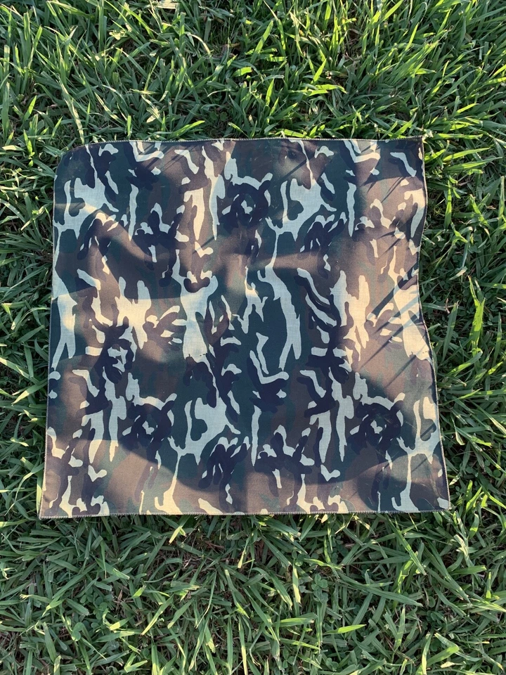 Woodland Camo Bandanna 22x22in Made in USA 100% Cotton Hiker to Biker Crafts - Image 4 of 4