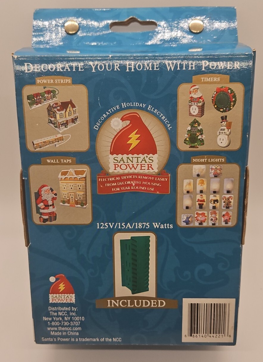 SANTA CLAUS WALL 6 OUTLET SPACE SAVING WALL ADAPTER- NEW IN BOX