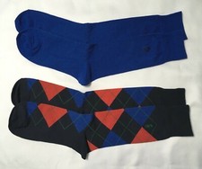 POLO RALPH LAUREN POLO PONY 2 pairs Navy Blue Plaid  Blue crew dress Socks