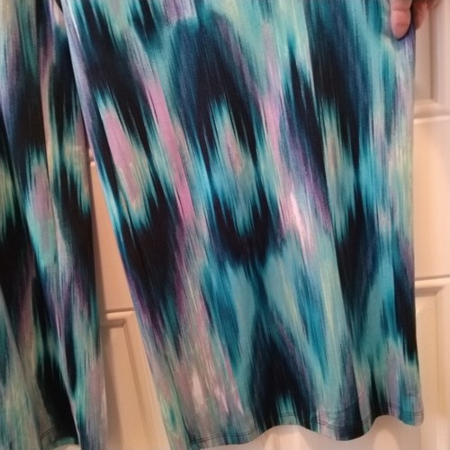 Zac & Rachel size XL Blue multi color Print roll down waist Palazzo Pants MAR381 - Picture 2 of 5
