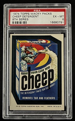 1974 Topps Wacky Packs Packages Cheep Detergent PSA 6 EXMT Series 8 Tan Back - Bild 1 von 2