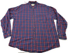 Eddie Bauer Men's Red Blue Plaid Button Up Long Sleeve Flannel Shirt Size XL
