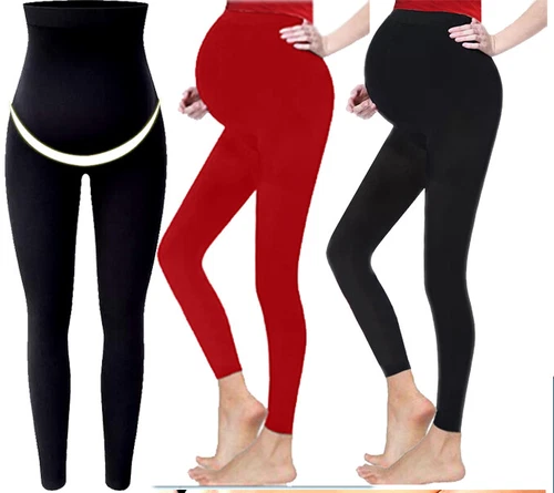 High Waist Leggings for Pregnant Women Belly Support Maternity Seamless Trousers - Picture 3 of 25