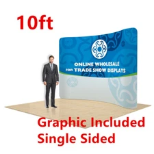 10ft Curved Back Wall Display Trade show with Custom Fabric Graphic Single Sided