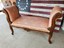antique window bench – carved details and beautiful fabric – wonderful