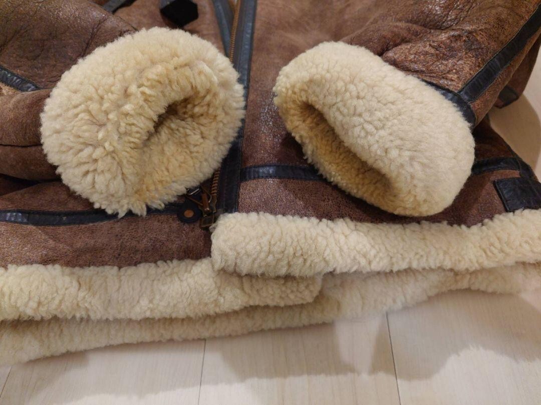 FEDELESS MILITARY INC. Sheepskin Mouton Flight Jacket Size L color