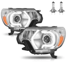 For 2012-2015 Toyota Tacoma LED DRL Chrome Headlights Assembly Lamps w/Bulbs L+R