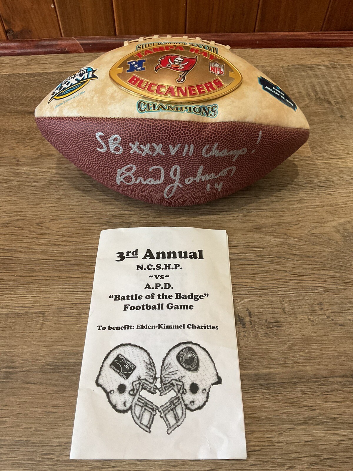 Brad Johnson 14 -Autographed Commemorative Tampa Bay Buccaneers NFL Ball