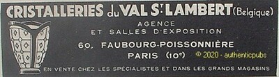 ADVERTISEMENT CRISTALLERIES DU VAL SAINT LAMBERT BELGIUM VASE 1935 FRENCH AD PUB