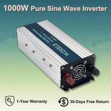 1000W Pure Sine Wave Inverter 12V to 120V Power Converter Truck Camp Solar Car