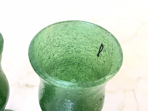 Antique Primitive Handblown Green Bubble Glass Mini Goblets Cordial Glasses - Picture 4 of 9
